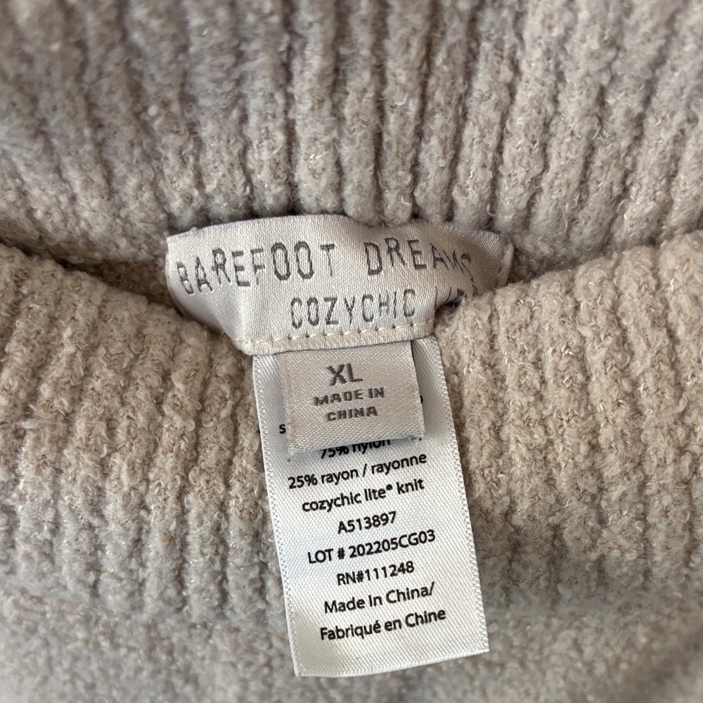 Barefoot Dreams | CozyChic Lite Tan Knit Wide Leg Pants - Picture 3 of 4